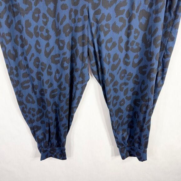 LaunGy by Giuliana Plus Size 3XP Pants Blue Black Leopard Print Knit Stretch 147 - Picture 4 of 7